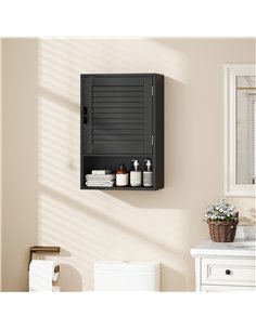 HOMCOM Bathroom Cabinet, Wall Mounted Storage Cabinet with Adjustable Shelves, 40 x 20 x 60 cm, Black 2