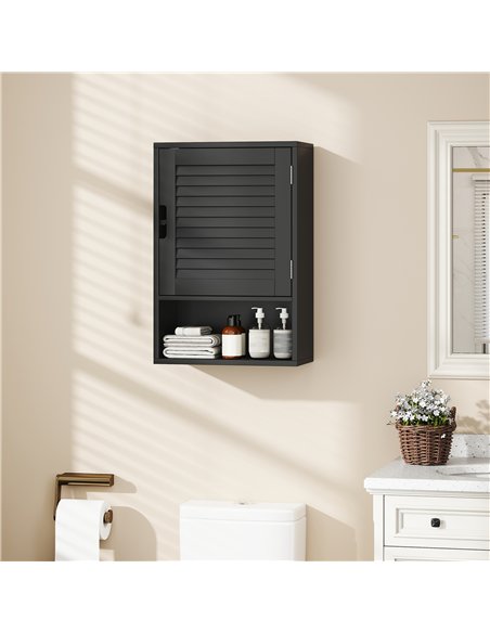 HOMCOM Bathroom Cabinet, Wall Mounted Storage Cabinet with Adjustable Shelves, 40 x 20 x 60 cm, Black - pic 197225 | FastDaddyshop