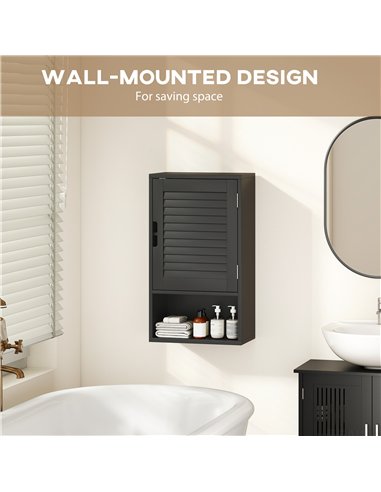 HOMCOM Bathroom Cabinet, Wall Mounted Storage Cabinet with Adjustable Shelves, 40 x 20 x 60 cm, Black
