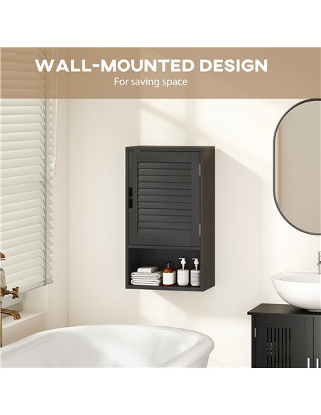 HOMCOM Bathroom Cabinet, Wall Mounted Storage Cabinet with Adjustable Shelves, 40 x 20 x 60 cm, Black - pic 197229 | FastDaddyshop