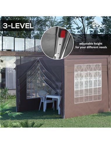 Outsunny 3x6m Pop Up Gazebo with Sides, Windows, Storage Bag, Brown