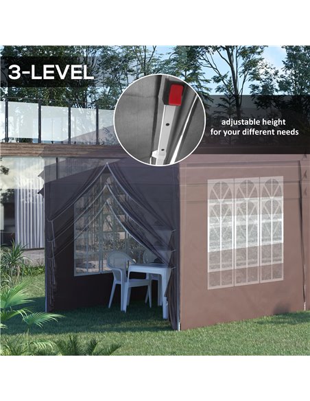 Outsunny 3x6m Pop Up Gazebo with Sides, Windows, Storage Bag, Brown - pic 19723 | FastDaddyshop