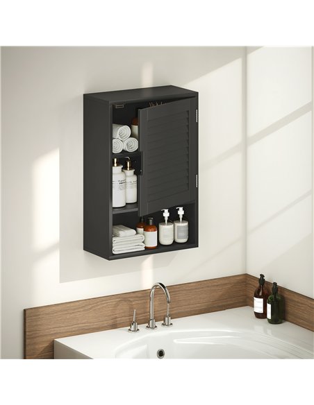 HOMCOM Bathroom Cabinet, Wall Mounted Storage Cabinet with Adjustable Shelves, 40 x 20 x 60 cm, Black - pic 197230 | FastDaddyshop