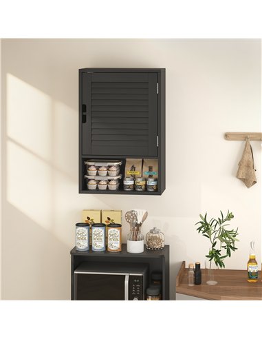 HOMCOM Bathroom Cabinet, Wall Mounted Storage Cabinet with Adjustable Shelves, 40 x 20 x 60 cm, Black