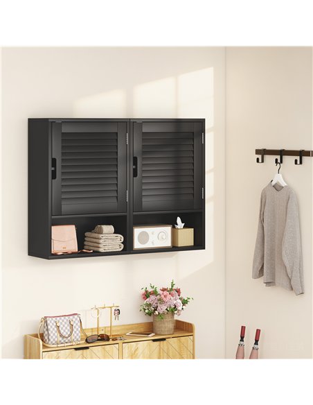 HOMCOM Bathroom Cabinet, Wall Mounted Storage Cabinet with Adjustable Shelves, 40 x 20 x 60 cm, Black - pic 197232 | FastDaddyshop