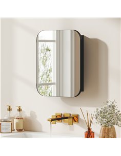 HOMCOM Bathroom Medicine Cabinet with Mirror, Bathroom Wall Cabinet with Adjustable Shelves, Soft Close Hinges, Black 2