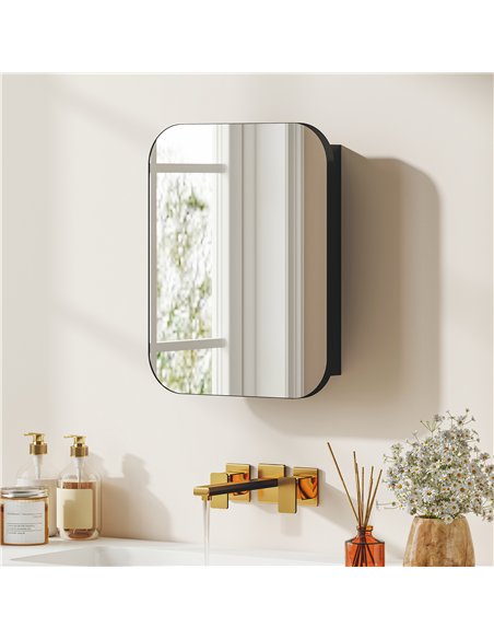 HOMCOM Bathroom Medicine Cabinet with Mirror, Bathroom Wall Cabinet with Adjustable Shelves, Soft Close Hinges, Black - pic 197234 | FastDaddyshop
