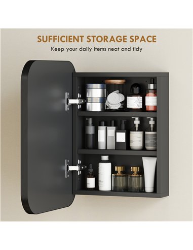 HOMCOM Bathroom Medicine Cabinet with Mirror, Bathroom Wall Cabinet with Adjustable Shelves, Soft Close Hinges, Black