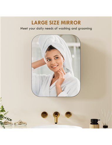 HOMCOM Bathroom Medicine Cabinet with Mirror, Bathroom Wall Cabinet with Adjustable Shelves, Soft Close Hinges, Black