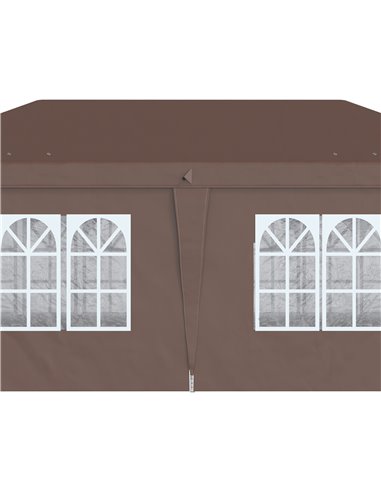 Outsunny 3x6m Pop Up Gazebo with Sides, Windows, Storage Bag, Brown