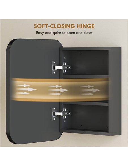 HOMCOM Bathroom Medicine Cabinet with Mirror, Bathroom Wall Cabinet with Adjustable Shelves, Soft Close Hinges, Black - pic 197240 | FastDaddyshop