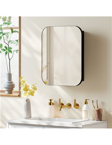 HOMCOM Bathroom Medicine Cabinet with Mirror, Bathroom Wall Cabinet with Adjustable Shelves, Soft Close Hinges, Black