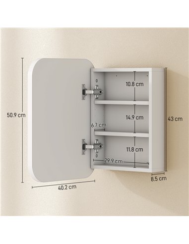 HOMCOM Bathroom Medicine Cabinet with Mirror, Bathroom Wall Cabinet with Adjustable Shelves, Soft Close Hinges, White