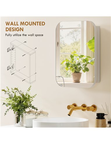 HOMCOM Bathroom Medicine Cabinet with Mirror, Bathroom Wall Cabinet with Adjustable Shelves, Soft Close Hinges, White