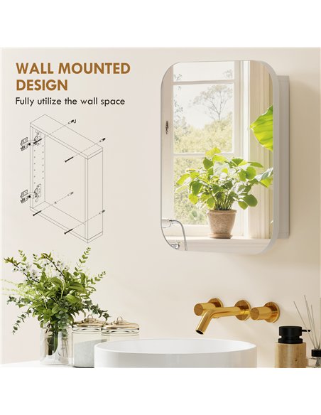 HOMCOM Bathroom Medicine Cabinet with Mirror, Bathroom Wall Cabinet with Adjustable Shelves, Soft Close Hinges, White - pic 197245 | FastDaddyshop