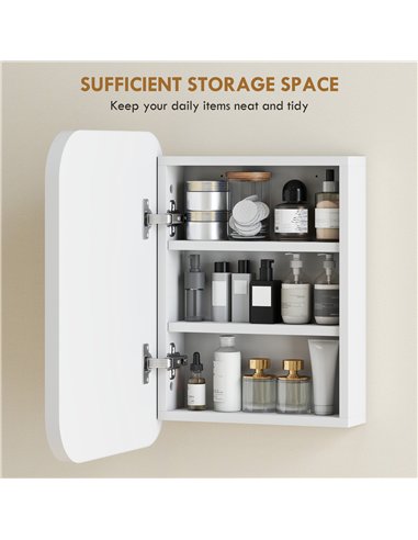HOMCOM Bathroom Medicine Cabinet with Mirror, Bathroom Wall Cabinet with Adjustable Shelves, Soft Close Hinges, White