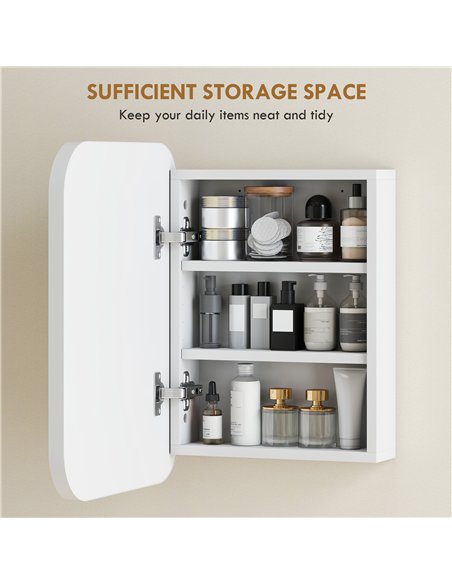 HOMCOM Bathroom Medicine Cabinet with Mirror, Bathroom Wall Cabinet with Adjustable Shelves, Soft Close Hinges, White - pic 197246 | FastDaddyshop