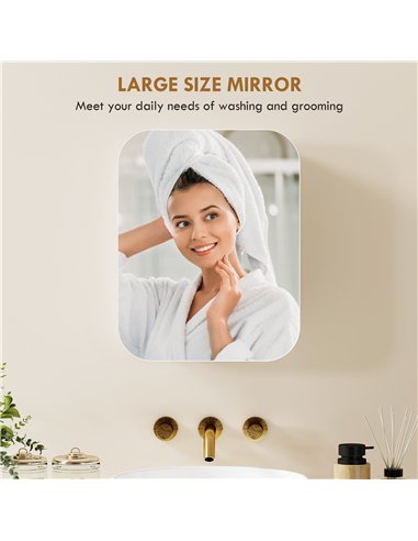 HOMCOM Bathroom Medicine Cabinet with Mirror, Bathroom Wall Cabinet with Adjustable Shelves, Soft Close Hinges, White