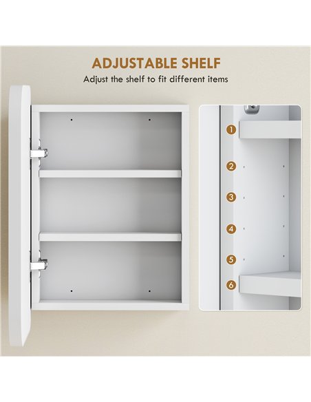 HOMCOM Bathroom Medicine Cabinet with Mirror, Bathroom Wall Cabinet with Adjustable Shelves, Soft Close Hinges, White - pic 197248 | FastDaddyshop