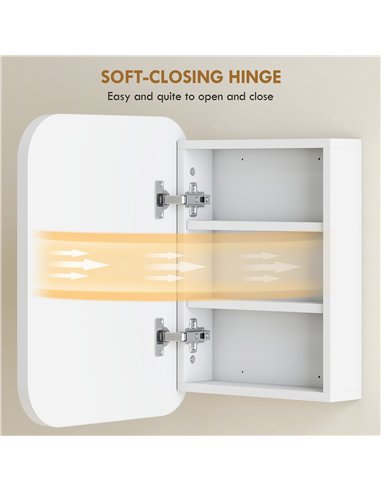HOMCOM Bathroom Medicine Cabinet with Mirror, Bathroom Wall Cabinet with Adjustable Shelves, Soft Close Hinges, White
