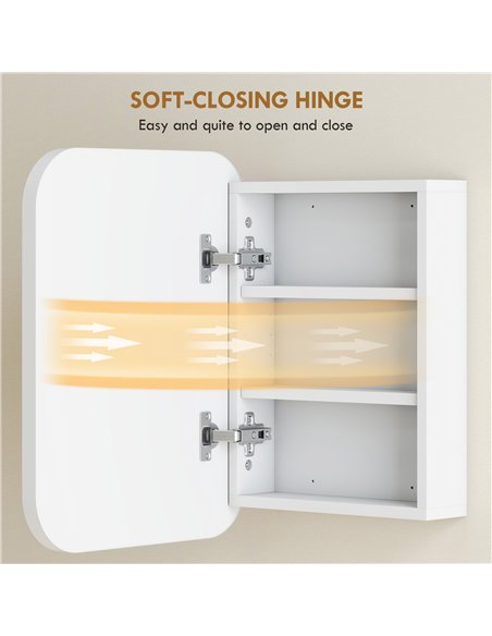 HOMCOM Bathroom Medicine Cabinet with Mirror, Bathroom Wall Cabinet with Adjustable Shelves, Soft Close Hinges, White - pic 197249 | FastDaddyshop
