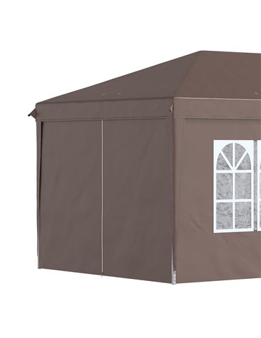 Outsunny 3x6m Pop Up Gazebo with Sides, Windows, Storage Bag, Brown
