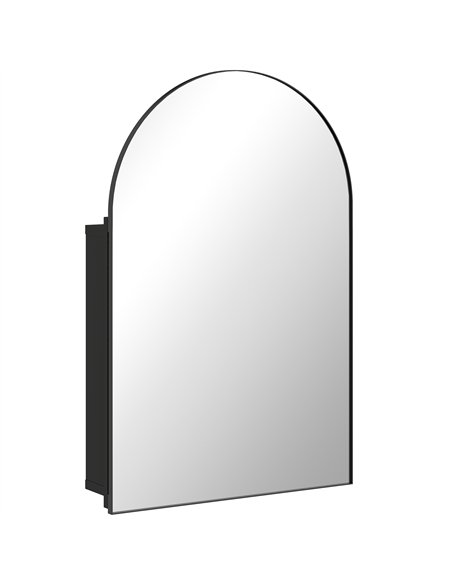 HOMCOM Bathroom Mirror Cabinet with Mirror, Arched Wall Mounted Bathroom Cabinet with Storage Shelves, Black - pic 197251 | FastDaddyshop