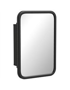 HOMCOM Bathroom Wall Cabinet with Tempered Mirror Metal Bathroom Mirror Cabinet with 3 Shelves Black