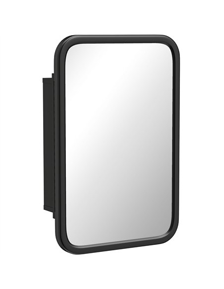 HOMCOM Bathroom Wall Cabinet with Tempered Mirror Metal Bathroom Mirror Cabinet with 3 Shelves Black - pic 197260 | FastDaddyshop