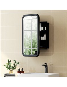 HOMCOM Bathroom Wall Cabinet with Tempered Mirror Metal Bathroom Mirror Cabinet with 3 Shelves Black 2