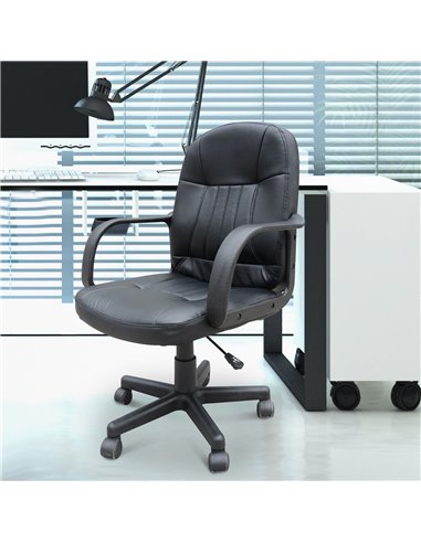 HOMCOM Swivel Executive PU Leather Office Chair, Black