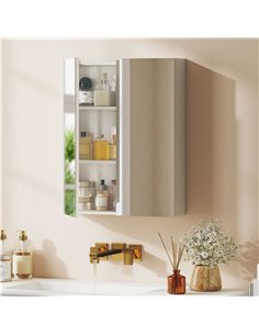 HOMCOM Wall Mounted Bathroom Mirror Storage Cabinet w/ Door Adjustable Shelf, White 2