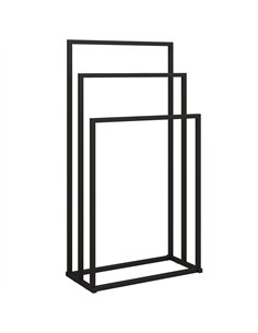 HOMCOM Freestanding Towel Rack, Steel Towel Rail Holder with 3 Bars, Black
