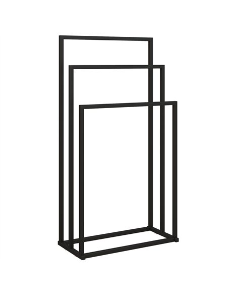 HOMCOM Freestanding Towel Rack, Steel Towel Rail Holder with 3 Bars, Black - pic 197278 | FastDaddyshop