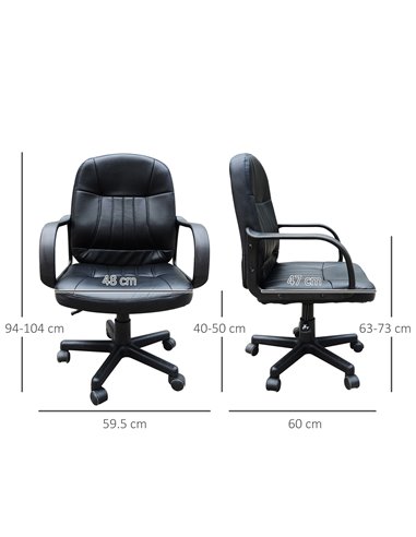 HOMCOM Swivel Executive PU Leather Office Chair, Black