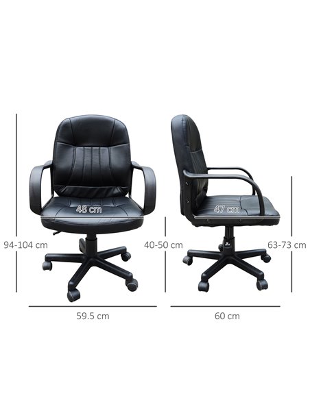 HOMCOM Swivel Executive PU Leather Office Chair, Black - pic 19728 | FastDaddyshop