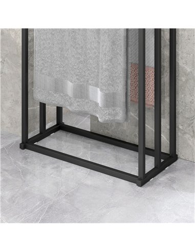 HOMCOM Freestanding Towel Rack, Steel Towel Rail Holder with 3 Bars, Black