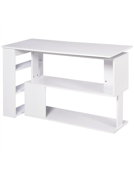 HOMCOM Corner Computer Desk, L Shaped Desk with 360° Rotating Bookshelf, 120L x 110W x 74.5H cm, White - pic 197287 | FastDaddyshop