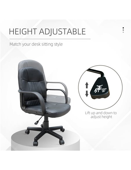 HOMCOM Swivel Executive Office Chair PU Leather Computer Desk Chair Office Furniture Gaming Seater - Black - pic 19729 | FastDaddyshop