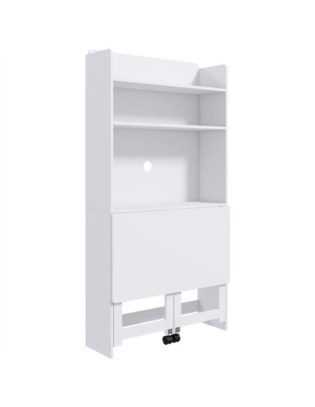 HOMCOM Foldable Desktop, Computer Desk with Storage Shelves, 80 x 69 x 155 cm, White - pic 197296 | FastDaddyshop