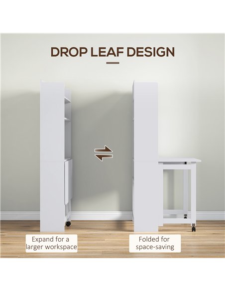 HOMCOM Foldable Desktop, Computer Desk with Storage Shelves, 80 x 69 x 155 cm, White - pic 197299 | FastDaddyshop