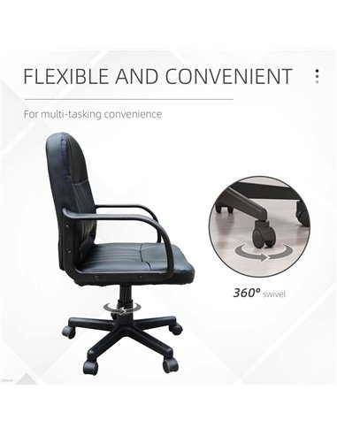 HOMCOM Swivel Executive Office Chair PU Leather Computer Desk Chair Office Furniture Gaming Seater - Black
