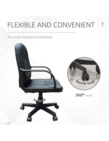 HOMCOM Swivel Executive Office Chair PU Leather Computer Desk Chair Office Furniture Gaming Seater - Black - pic 19730 | FastDaddyshop