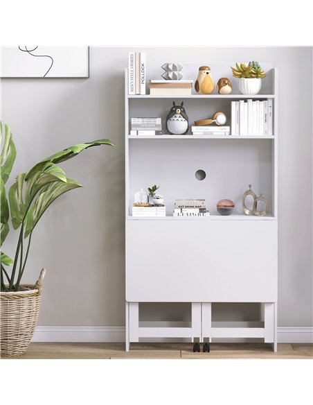 HOMCOM Foldable Desktop, Computer Desk with Storage Shelves, 80 x 69 x 155 cm, White - pic 197304 | FastDaddyshop