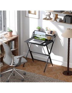 HOMCOM 70 cm Folding Computer Desk with Monitor Shelf - Black 2