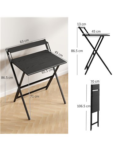 HOMCOM 70 cm Folding Computer Desk with Monitor Shelf - Black