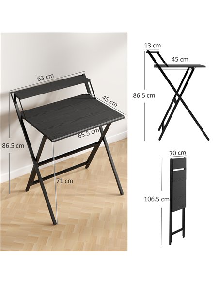 HOMCOM 70 cm Folding Computer Desk with Monitor Shelf - Black - pic 197307 | FastDaddyshop