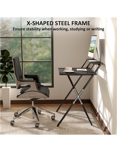 HOMCOM 70 cm Folding Computer Desk with Monitor Shelf - Black