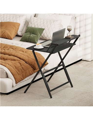HOMCOM 70 cm Folding Computer Desk with Monitor Shelf - Black