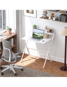 HOMCOM 81.5 cm Folding Computer Desk with Monitor Shelf - White 2